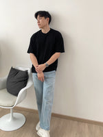 Muat gambar ke penampil Galeri, Kadaka MT-0149 Oversized Knit Men Top Atasan Pria Polos Lengan Pendek
