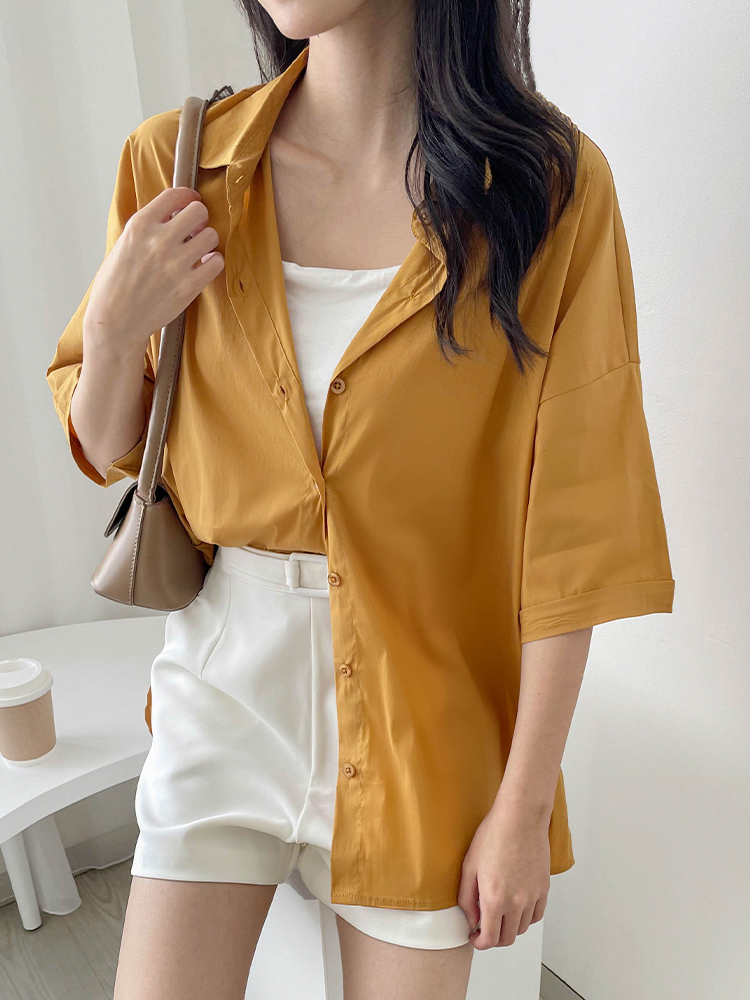 Kadaka T-0500 Basic Oversized Shirt with Slit | Atasan Kemeja Wanita Oversized