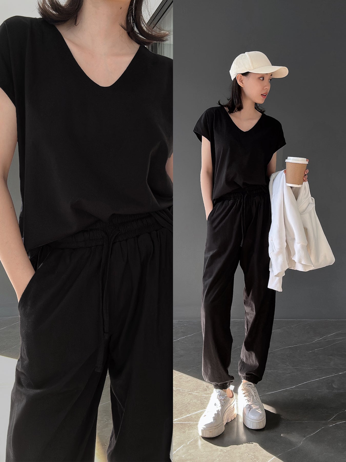 Kadaka S-0158 Set Top V Neck dan Jogger Pants Comfy