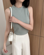 Muat gambar ke penampil Galeri, Kadaka T-0432 Knit Halter Neck Top Pastel | Atasan Knit Wanita Tanpa Lengan
