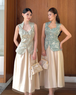 Load image into Gallery viewer, Kadaka Couple Group Family Outfit | CNY Imlek Cheongsam Sleeveless Top and Set | Season of Luck Collection (3)
