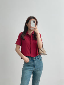 Kadaka T-0392 Top Kemeja Crop Double Placket