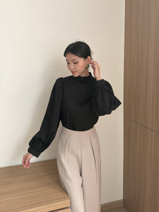 Kadaka T-0321 Blouse High Neck Tangan Panjang Puffy Korea