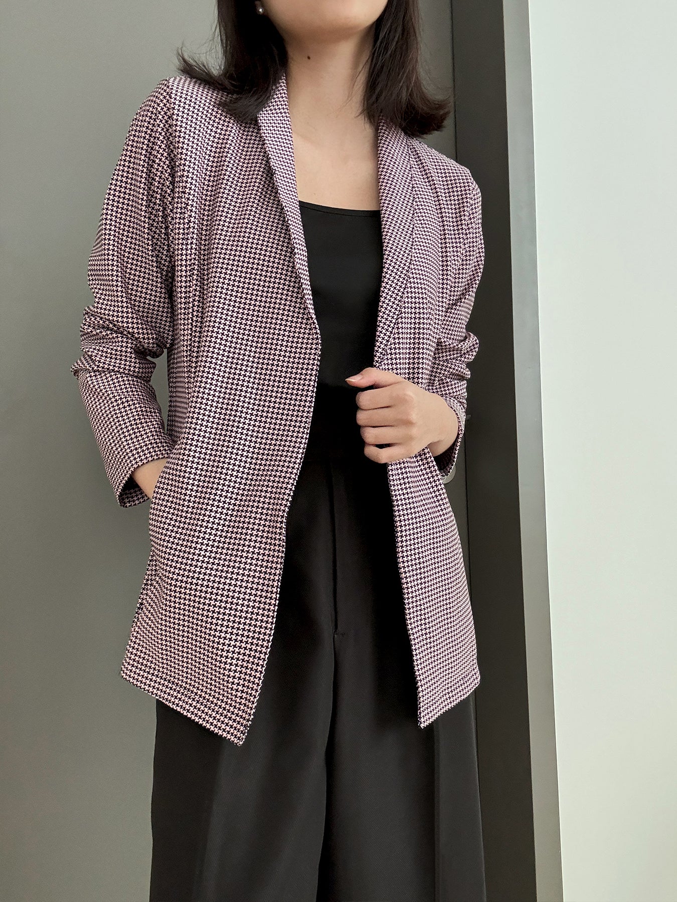 Kadaka O-0143 Blazer Houndstooth Stretch