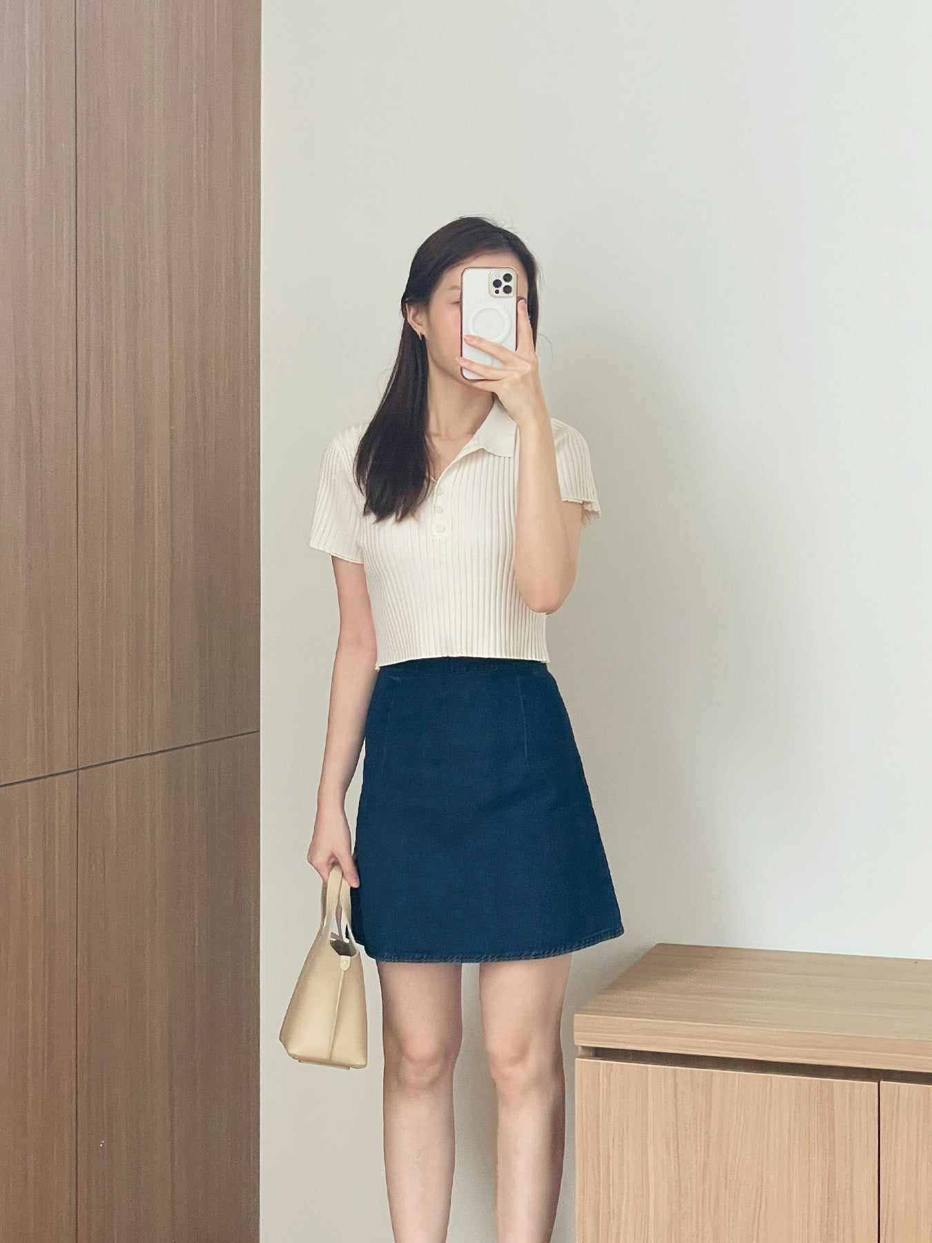 Kadaka B-0167 Denim Mini Skirt A Line Korea Premium Rok Mini Wanita