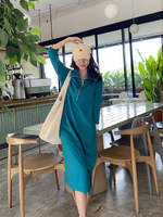 Muat gambar ke penampil Galeri, Kadaka D-0231 Loose Midi Zipper Dress Lengan Panjang Wanita
