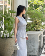 Muat gambar ke penampil Galeri, Kadaka T-0559 Sleeveless Scrunch Top | Atasan Wanita Detail Smock Pinggang
