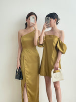 Muat gambar ke penampil Galeri, Kadaka D-0213 One Shoulder Party Dress Satin Bridesmaid Dress Prewedding Dress
