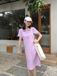 Kadaka D-0232 Polo Midi Dress | Dress Kerah Wanita