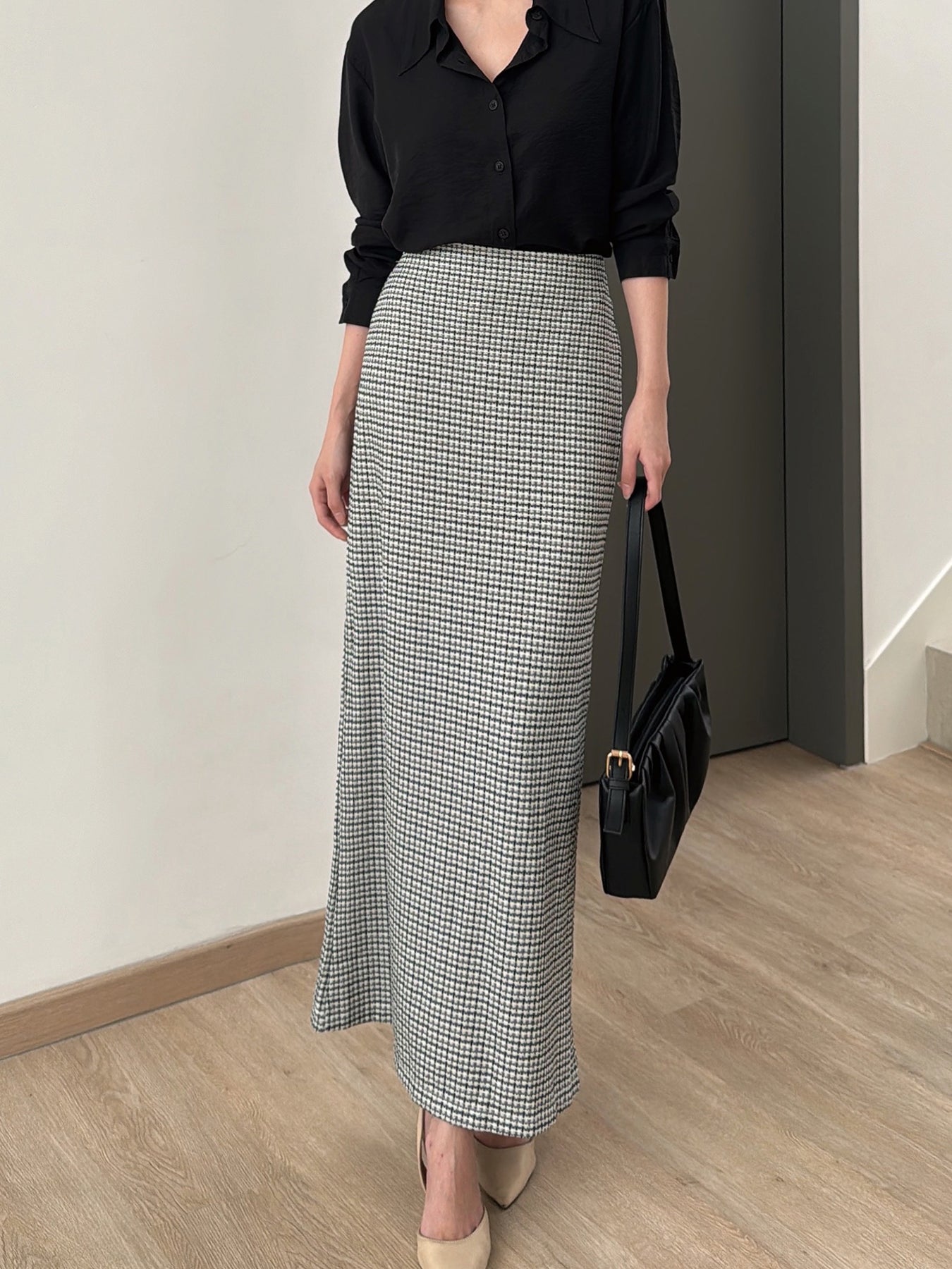 Kadaka B-0206 Knit Tweed Korean Maxi Skirt | Rok Maxi Wanita Knit