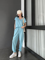 Muat gambar ke penampil Galeri, Kadaka S-0158 Set Top V Neck dan Jogger Pants Comfy
