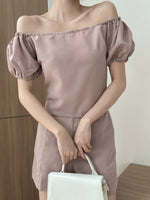 Muat gambar ke penampil Galeri, Kadaka S-0159 Set Celana Pendek Top Puff Sleeves Warna Pastel
