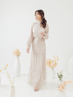 Muat gambar ke penampil Galeri, Kadaka B-0195 Rok Maxi Wanita Long Skirt Ruffle Satin Chantilly Lace
