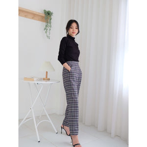 Kadaka B-0147 Plaid Tweed Tapered Pants Korean Style