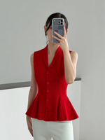 Load image into Gallery viewer, Kadaka T-0545 Sleeveless Peplum Ribbed Knit Top | Atasan Knit Wanita
