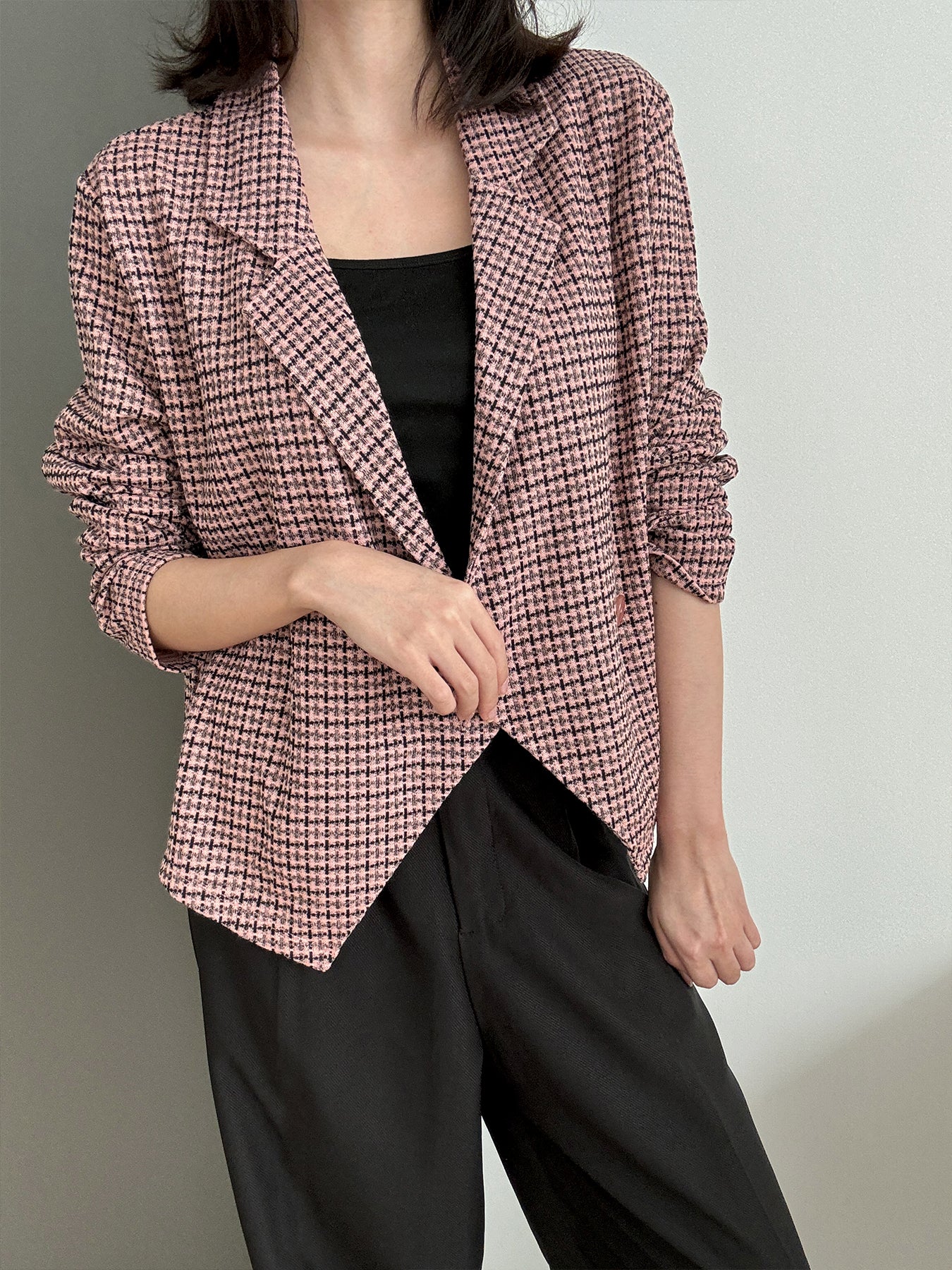 Kadaka O-0186 Blazer Tweed Knit Korea Stretch Premium Outer Wanita Tangan Panjang