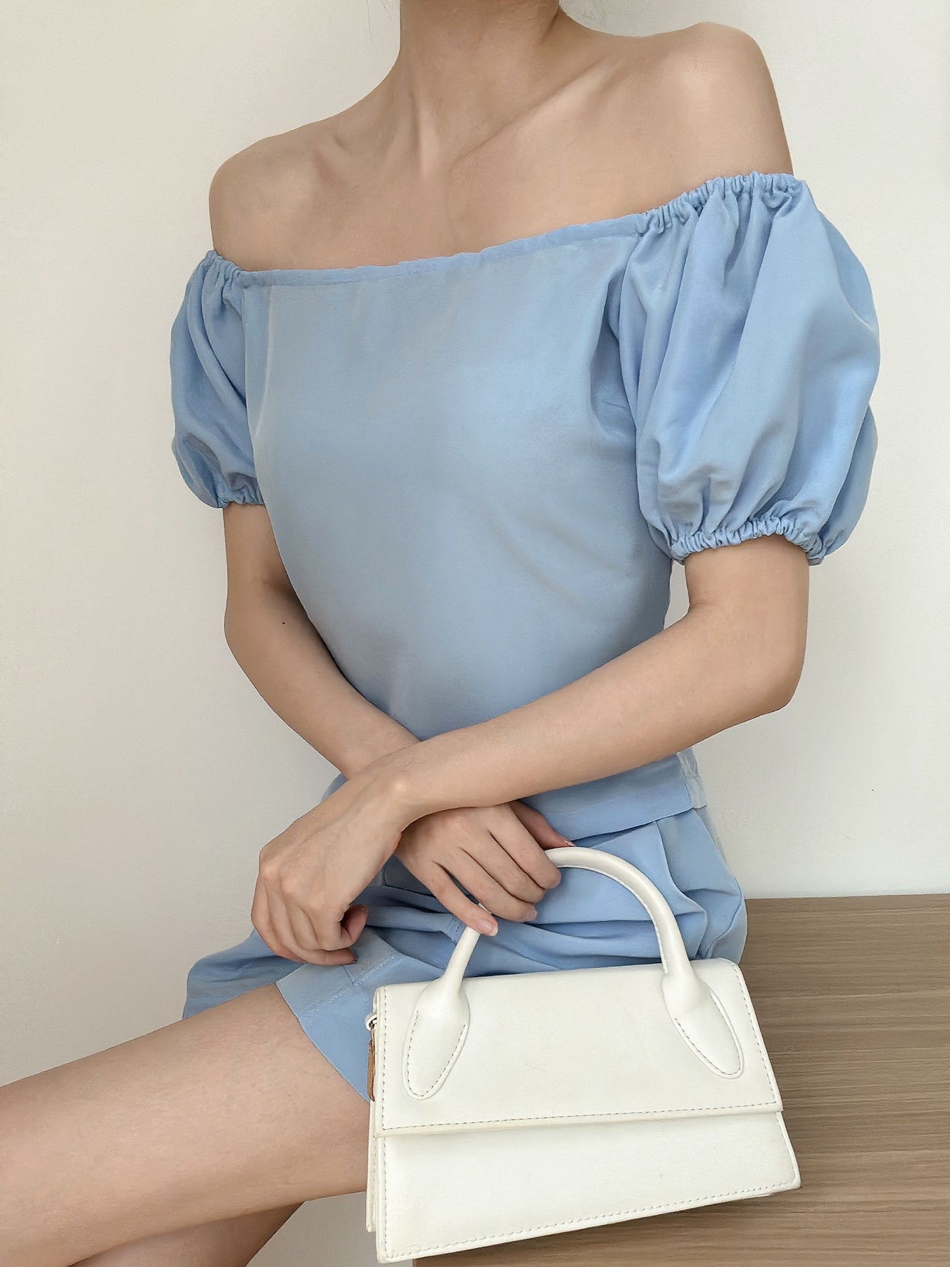 Kadaka S-0159 Set Celana Pendek Top Puff Sleeves Warna Pastel