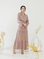 Muat gambar ke penampil Galeri, Kadaka O-0193 Outer Wanita Satin Ruffle Chantilly Lace with Obi Belt
