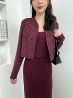 Muat gambar ke penampil Galeri, Kadaka O-0197 Crop Outer Blazer Wanita Knit Tweed
