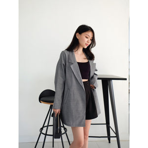 Kadaka O-0172 Oversized Plaid Blazer Monochrome