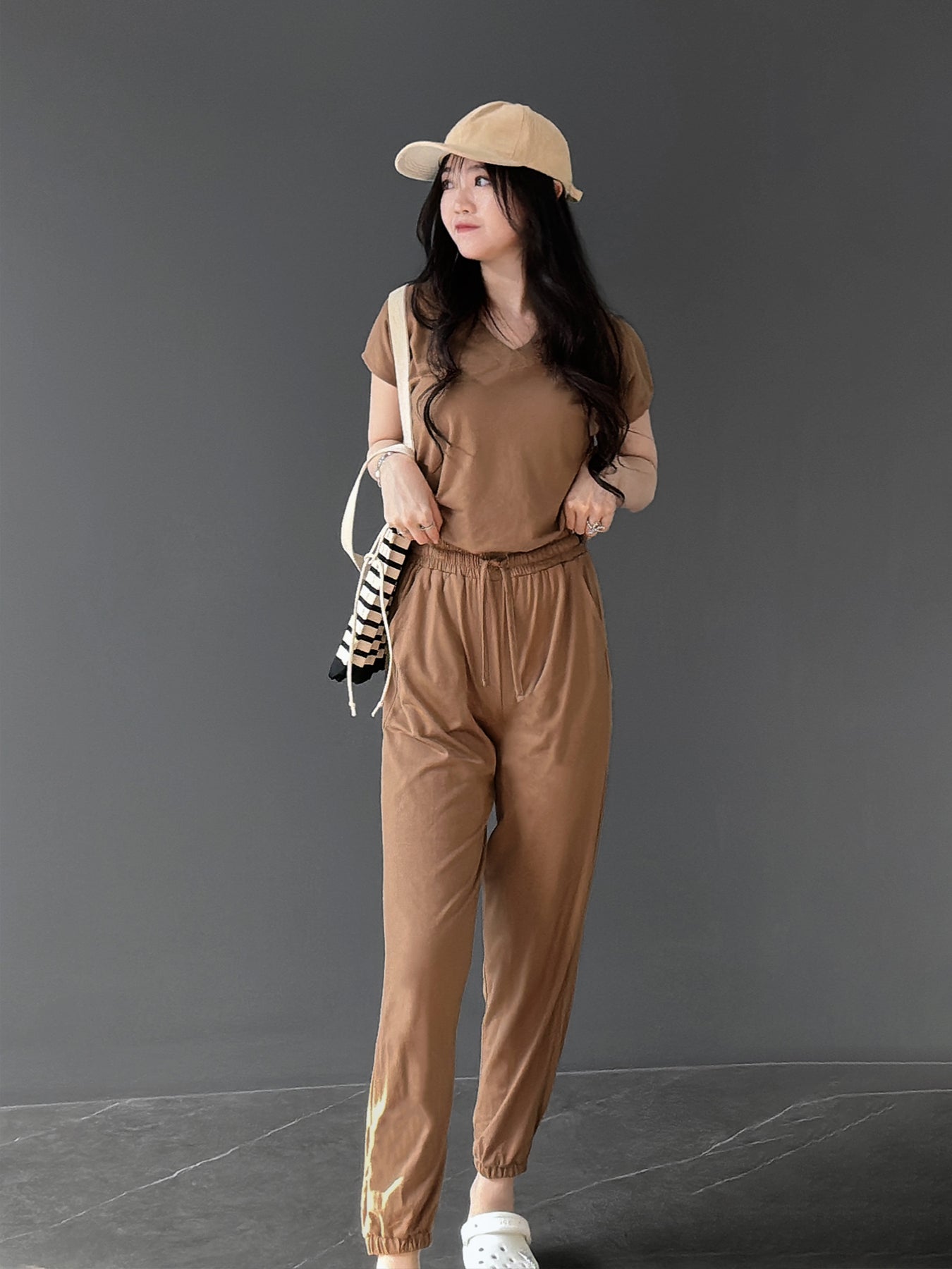 Kadaka S-0158 Set Top V Neck dan Jogger Pants Comfy