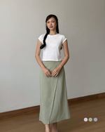 Muat gambar ke penampil Galeri, Kadaka Kaia Midi Skirt Linen | Rok Layer Korean Wanita | B-0203

