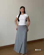 Muat gambar ke penampil Galeri, Kadaka Kaia Midi Skirt Linen | Rok Layer Korean Wanita | B-0203
