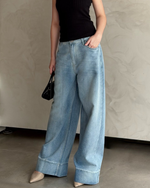 Load image into Gallery viewer, Kadaka Couple Group Family Outfit | Women and Men Loose Denim Pants |  Blue No. 1 Collection
