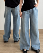 Load image into Gallery viewer, Kadaka Couple Group Family Outfit | Women and Men Loose Denim Pants |  Blue No. 1 Collection
