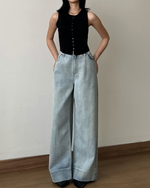 Load image into Gallery viewer, Kadaka Blue No 1 Collection | Women and Men Baggy Loose Denim Pants Pants | Couple Outfit | Riley, Austin
