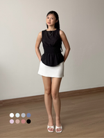 Load image into Gallery viewer, Kadaka Feather Top | Sleeveless Scrunch Top | Atasan Wanita Detail Smock Pinggang | Cloud Nine Collection T-0559
