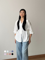 Muat gambar ke penampil Galeri, Kadaka Whisper Top | Long Sleeve Shirt Adjustable Waist | Kemeja Wanita Lengan Panjang | Cloud Nine Collection T-0566
