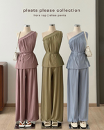 Load image into Gallery viewer, Kadaka Maren Liora Pleats Top | Tanktop Wanita One Shoulder | Pleats Please Collection T-0450 T-0458
