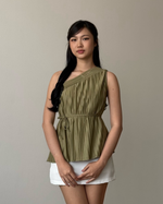 Load image into Gallery viewer, Kadaka Pleats Please Collection | Tanktop One Shoulder Top and Cullote Pleats | Matching Outfit | Maren, Liora, Elise
