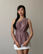 Load image into Gallery viewer, Kadaka Pleats Please Collection | Tanktop One Shoulder Top and Cullote Pleats | Matching Outfit | Maren, Liora, Elise

