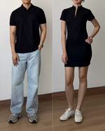 Load image into Gallery viewer, Kadaka Weekend Collection | Bodycon Knit Dress and Polo Shirt Men | Couple Outfit | Zoe, Owen

