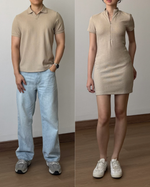 Load image into Gallery viewer, Kadaka Weekend Collection | Bodycon Knit Dress and Polo Shirt Men | Couple Outfit | Zoe, Owen
