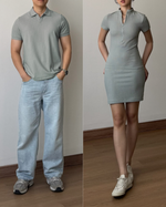 Load image into Gallery viewer, Kadaka Weekend Collection | Bodycon Knit Dress and Polo Shirt Men | Couple Outfit | Zoe, Owen
