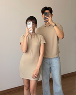 Load image into Gallery viewer, Kadaka Weekend Collection | Bodycon Knit Dress and Polo Shirt Men | Couple Outfit | Zoe, Owen

