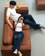 Load image into Gallery viewer, Kadaka Blue No 1 Collection | Women and Men Baggy Loose Denim Pants Pants | Couple Outfit | Riley, Austin
