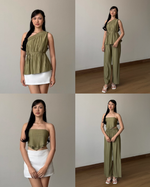 Load image into Gallery viewer, Kadaka Pleats Please Collection | Tanktop One Shoulder Top and Cullote Pleats | Matching Outfit | Maren, Liora, Elise
