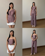 Load image into Gallery viewer, Kadaka Pleats Please Collection | Tanktop One Shoulder Top and Cullote Pleats | Matching Outfit | Maren, Liora, Elise
