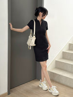 Muat gambar ke penampil Galeri, Kadaka D-0196 Bodycon Zipper Knit Dress
