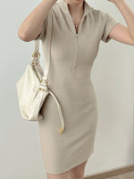 Muat gambar ke penampil Galeri, Kadaka D-0196 Bodycon Zipper Knit Dress
