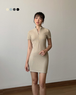 Muat gambar ke penampil Galeri, Kadaka Zoe Dress | Bodycon Zipper Knit Dress | Dress Wanita detail Zipper | Weekend Collection D-0196
