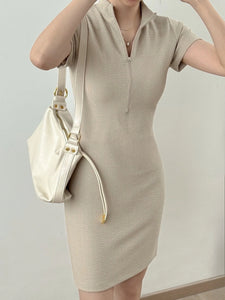 Kadaka D-0196 Bodycon Zipper Knit Dress