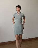 Muat gambar ke penampil Galeri, Kadaka Zoe Dress | Bodycon Zipper Knit Dress | Dress Wanita detail Zipper | Weekend Collection D-0196
