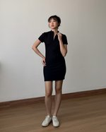 Muat gambar ke penampil Galeri, Kadaka Zoe Dress | Bodycon Zipper Knit Dress | Dress Wanita detail Zipper | Weekend Collection D-0196
