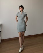 Muat gambar ke penampil Galeri, Kadaka Zoe Dress | Bodycon Zipper Knit Dress | Dress Wanita detail Zipper | Weekend Collection D-0196
