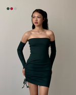 Load image into Gallery viewer, Kadaka Aria Dress | Bodycon Scrunch Tube Dress | Kemben Long Sleeves | D-0220
